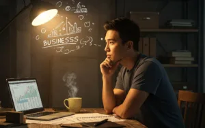 mentalidade empreendedora Homem imaginando abrir um negócio