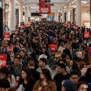 crises são oportunidades para construir riquezas imagem mostra uma black friday lotada