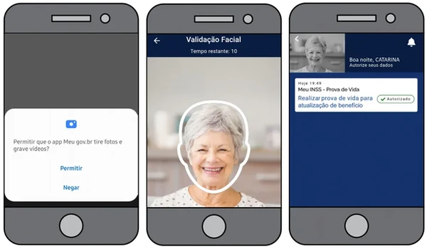Dê acesso à câmera para tirar selfie e provar vida Dê acesso à câmera para tirar selfie e provar vida