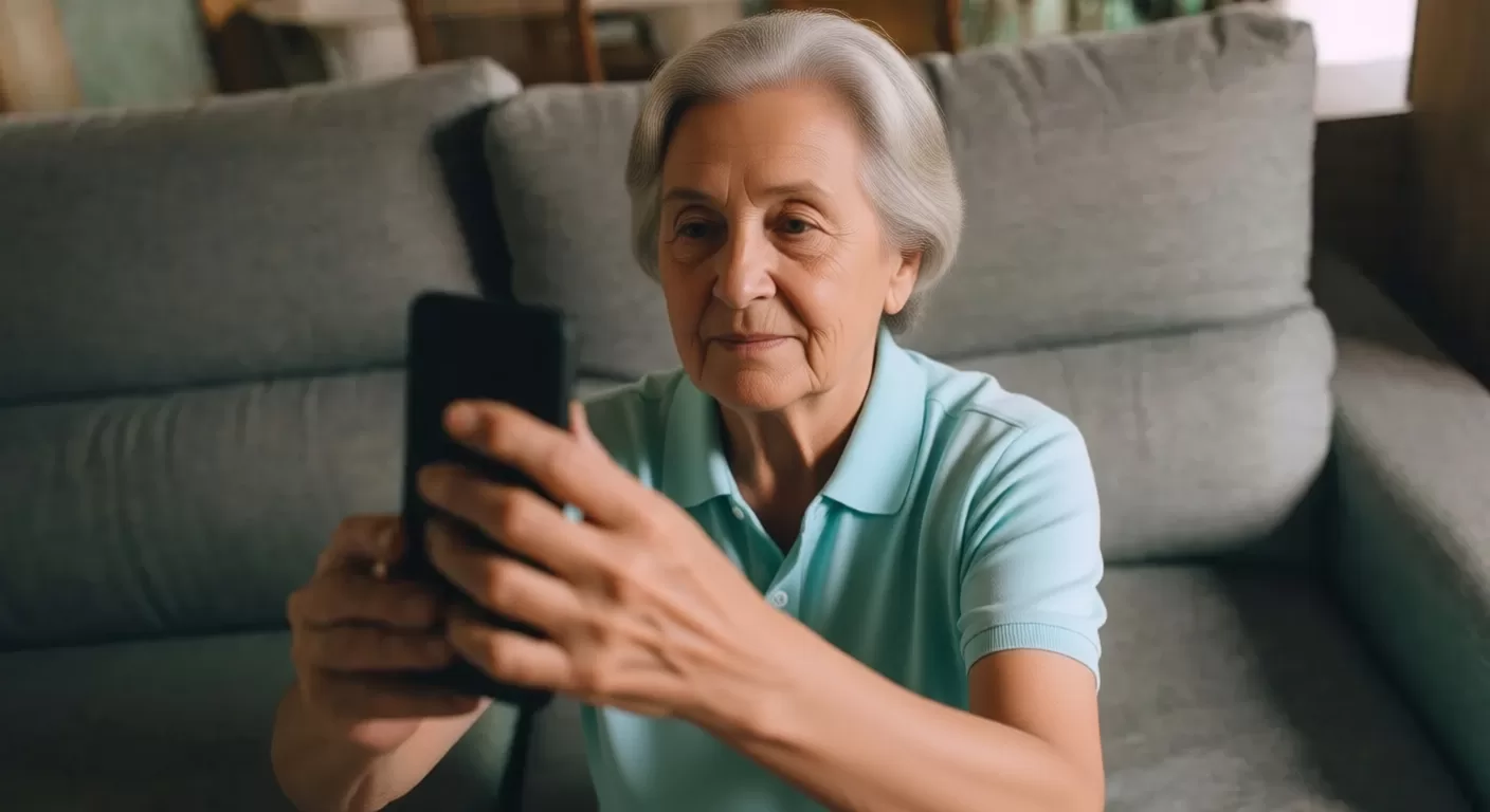 senhora fazendo reconhecimento facial